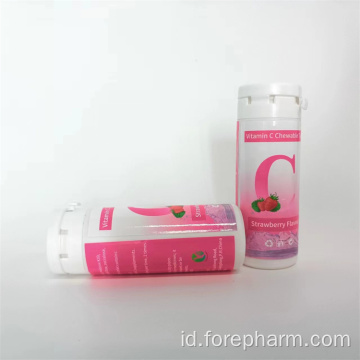 Tablet Vitamin C Strawberry Chewable 500mg Makanan Kesehatan
